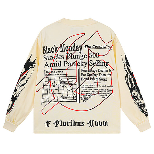 Beige Street Vintage Washed Long Sleeve T-Shirt (Crafted Print) 3175