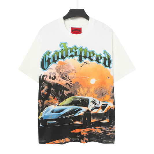 White Street Vintage Washed T-Shirt (Crafted Print) 5016