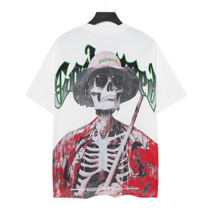 T-shirt homme blanc délavé style vintage (impression artisanale) 5077