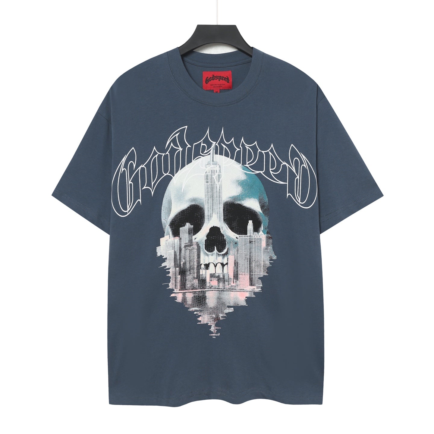 T-shirt homme bleu marine foncé style vintage délavé (impression artisanale) 5087