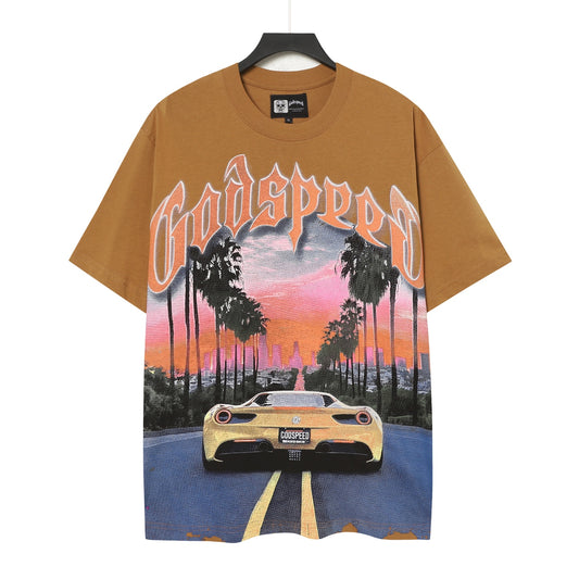 Brown & Beige Street Vintage Washed T-Shirt (Crafted Print) 5089