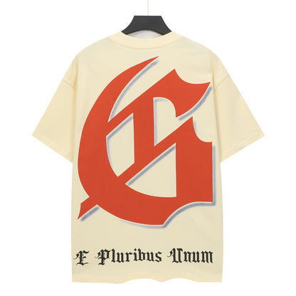 T-shirt homme marron et beige style vintage délavé (impression artisanale) 5089