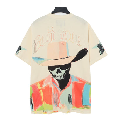 T-shirt beige délavé style vintage pour homme (impression artisanale) 5097