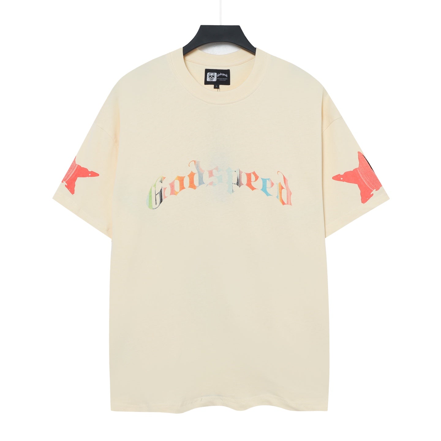T-shirt beige délavé style vintage pour homme (impression artisanale) 5097