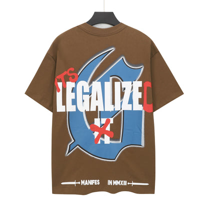 T-shirt homme Gold & Blue & Coffee Street Vintage Délavé (Impression Artisanale) 5100