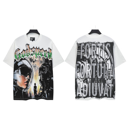 White Street Vintage Washed T-Shirt (Crafted Print) 5128