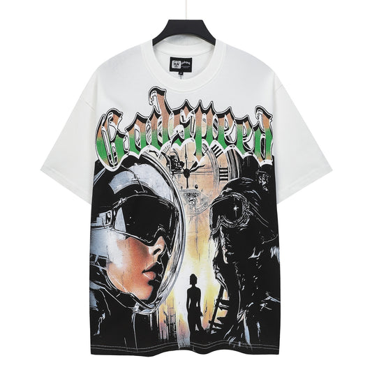 White Street Vintage Washed T-Shirt (Crafted Print) 5128