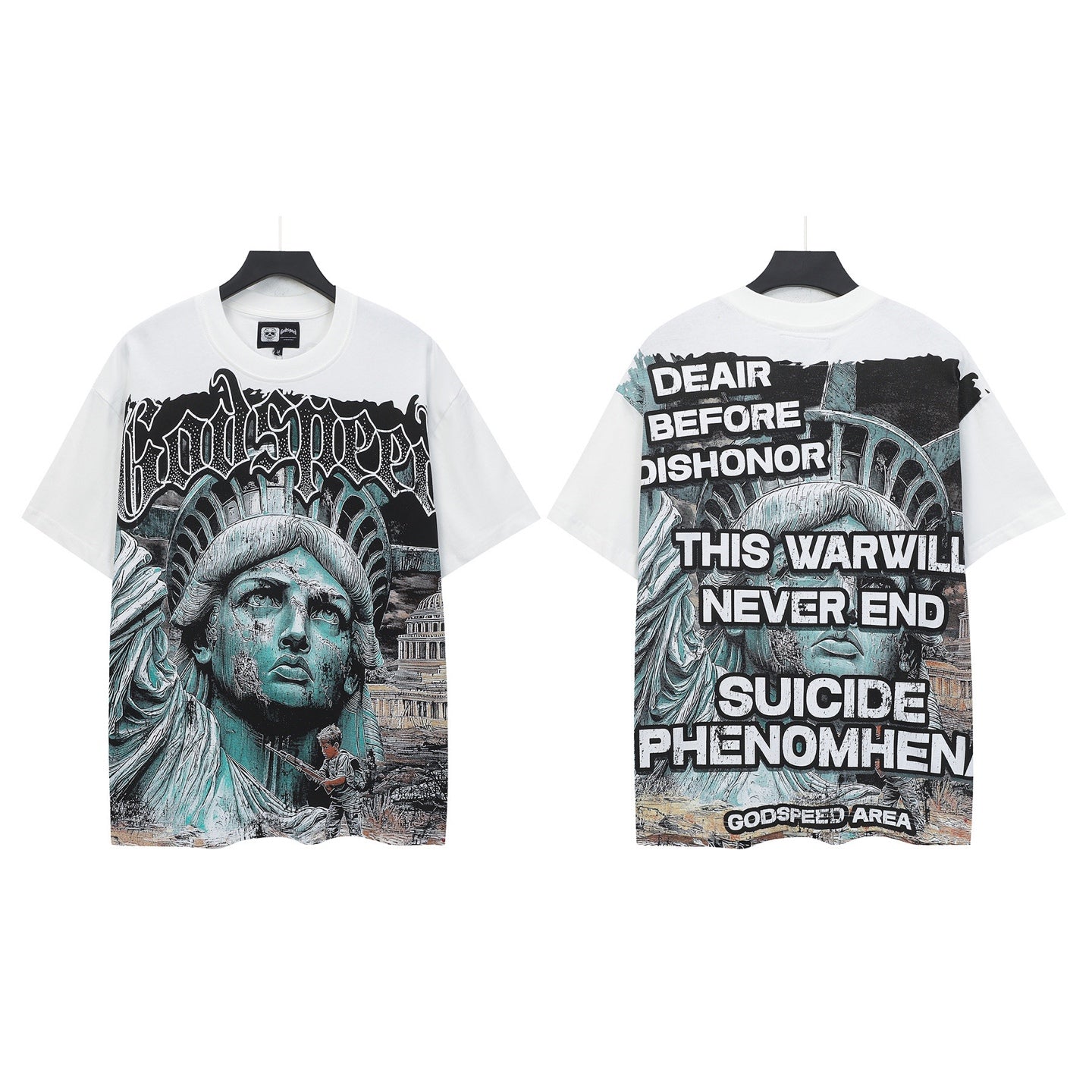 White Street Vintage Washed T-Shirt (Crafted Print) 5133