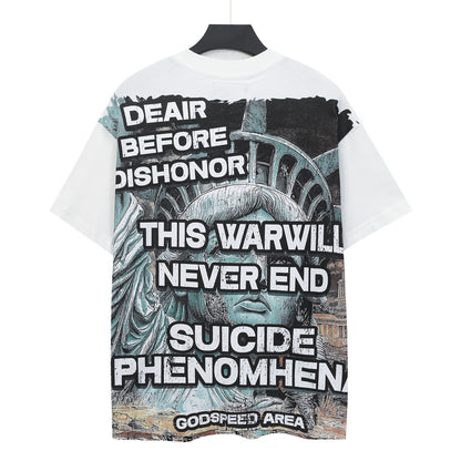 White Street Vintage Washed T-Shirt (Crafted Print) 5133