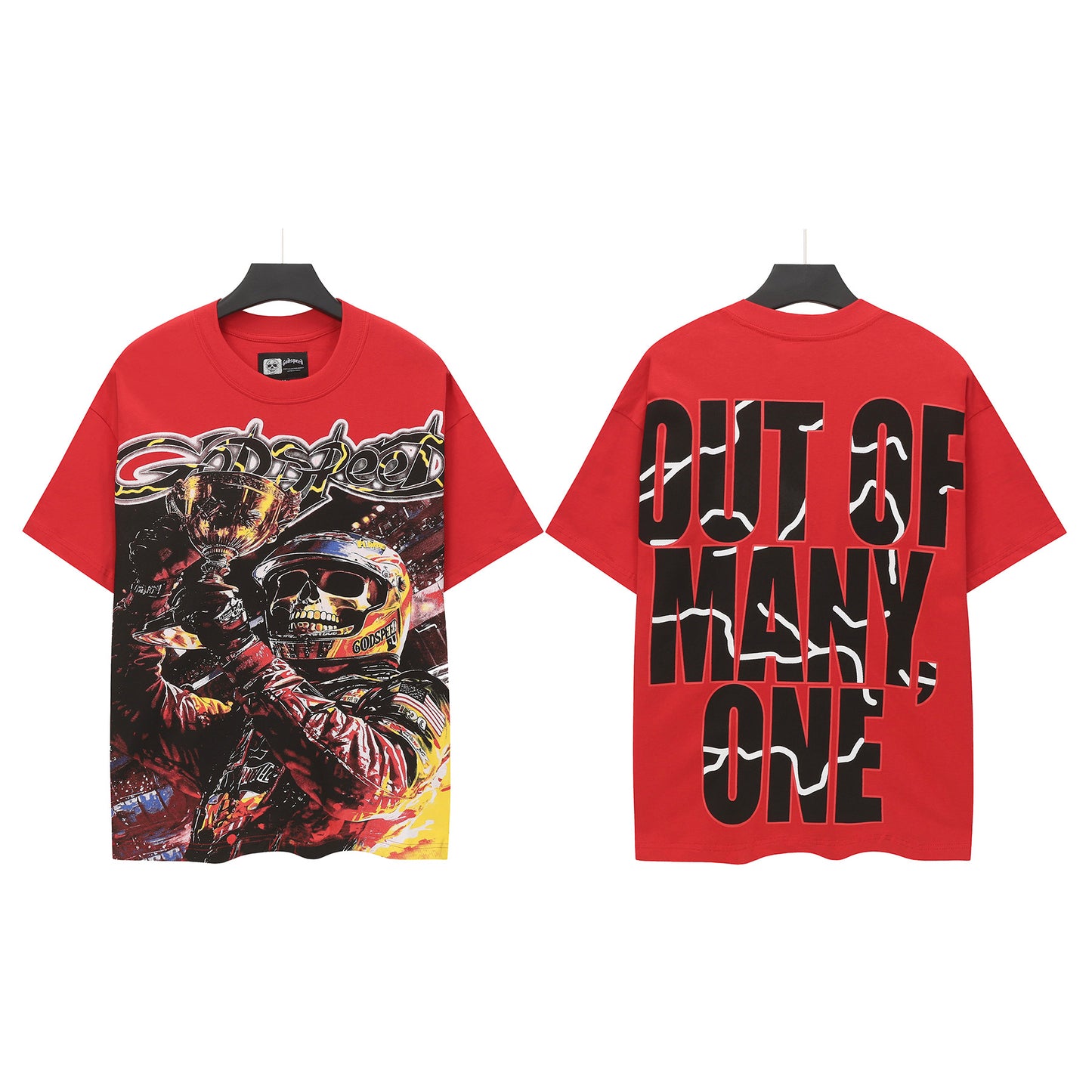 Red Street Vintage Washed T-Shirt (Crafted Print) 5143
