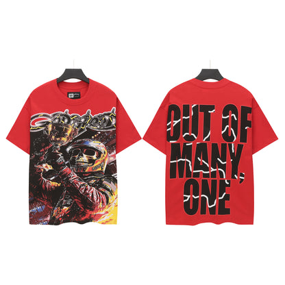 Red Street Vintage Washed T-Shirt (Crafted Print) 5143