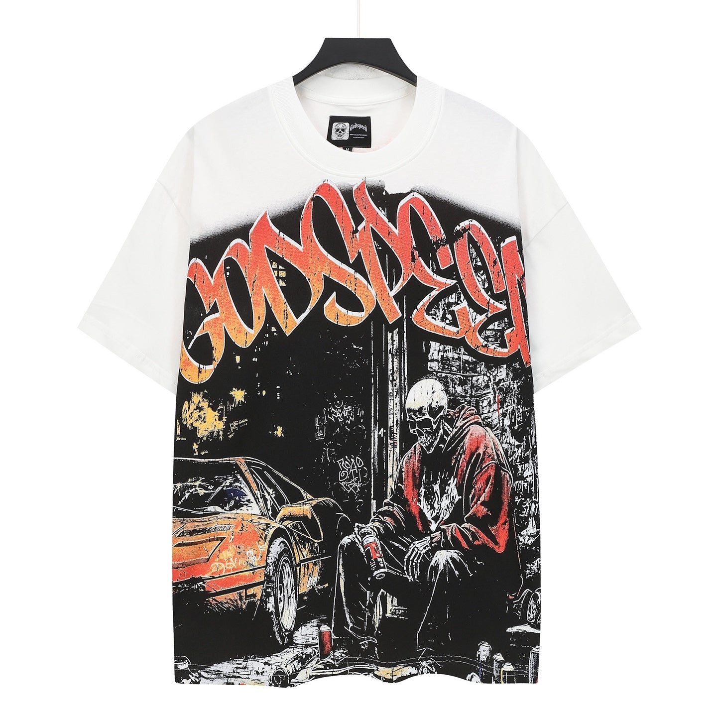 White Street Vintage Washed T-Shirt (Crafted Print) 5147