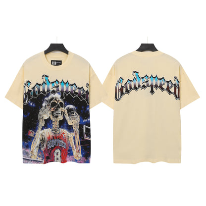 Beige & Gray Street Vintage Washed T-Shirt (Crafted Print) 5153