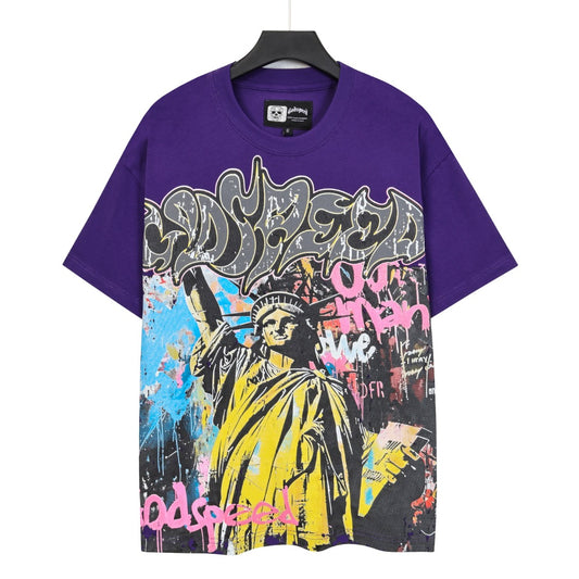 Purple & Coffee Street Vintage Washed T-Shirt (Crafted Print) 5160