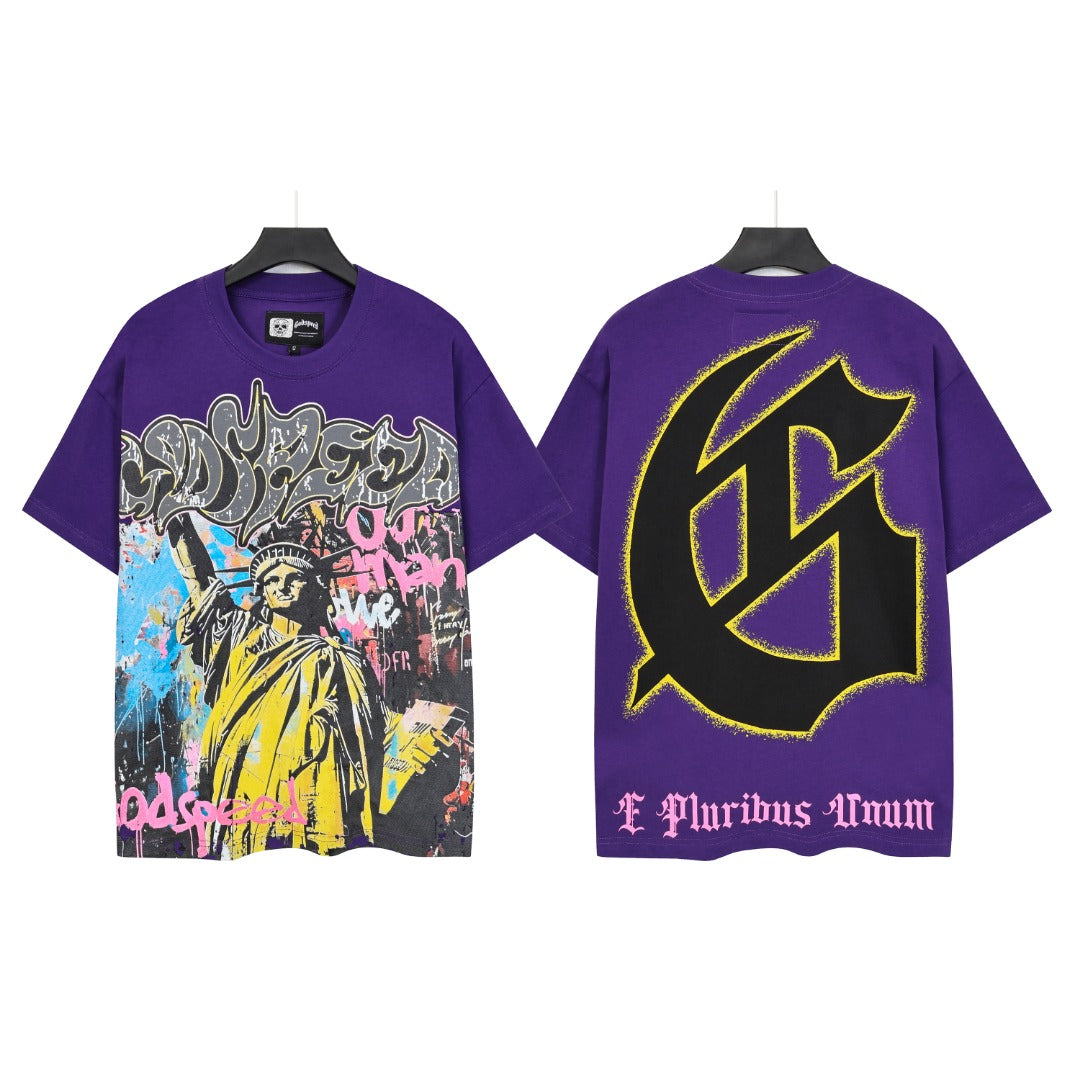 Purple & Coffee Street Vintage Washed T-Shirt (Crafted Print) 5160