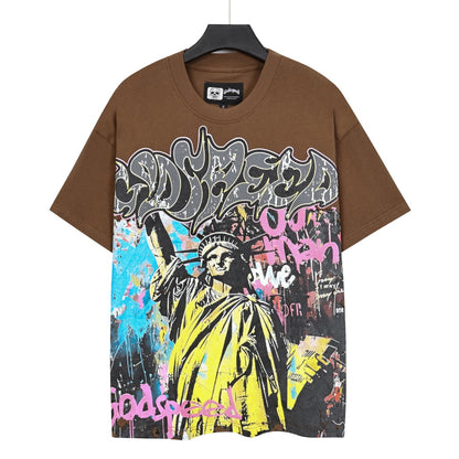 Purple & Coffee Street Vintage Washed T-Shirt (Crafted Print) 5160