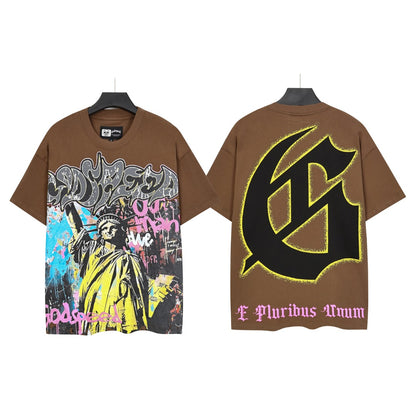 Purple & Coffee Street Vintage Washed T-Shirt (Crafted Print) 5160