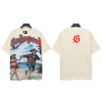 Beige Street Vintage Washed T-Shirt (Crafted Print) 5308