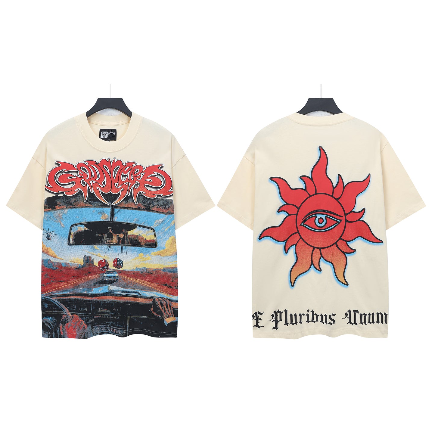 Beige Street Vintage Washed T-Shirt (Crafted Print) 5311
