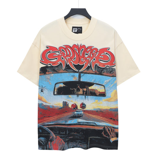 Beige Street Vintage Washed T-Shirt (Crafted Print) 5311