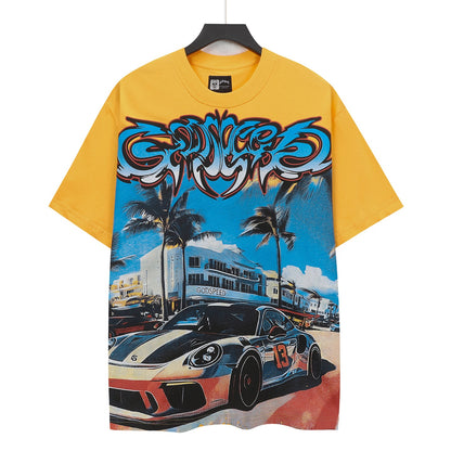 Beige & Gold Street Vintage Washed T-Shirt (Crafted Print) 5319