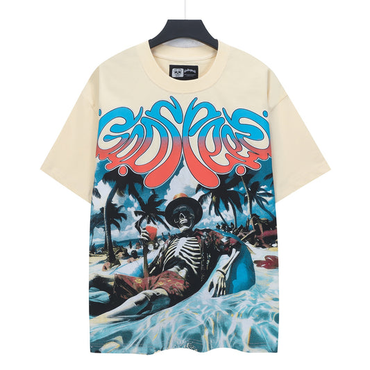 Beige Street Vintage Washed T-Shirt (Crafted Print) 5321