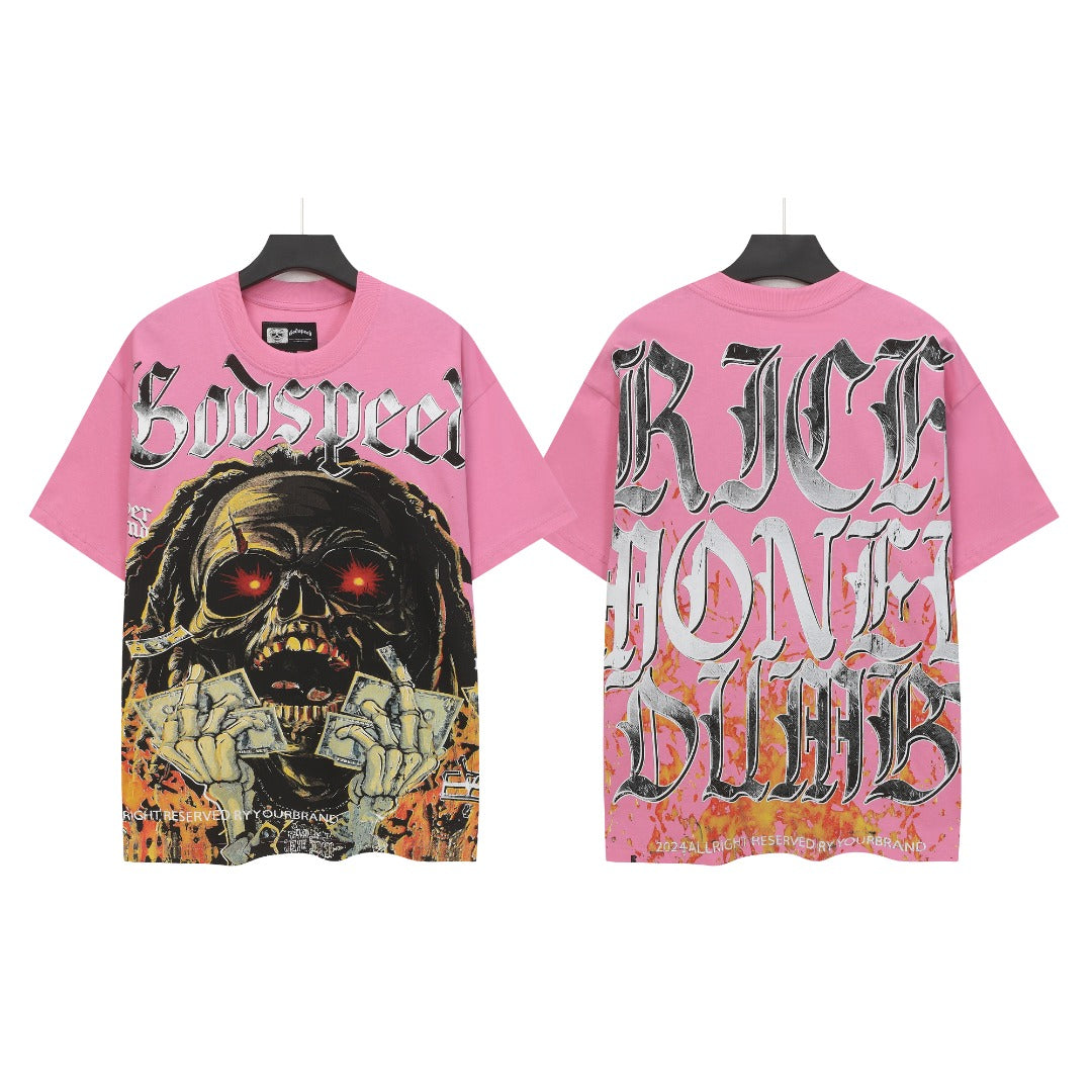 Pink Street Vintage Washed T-Shirt (Crafted Print) 5337