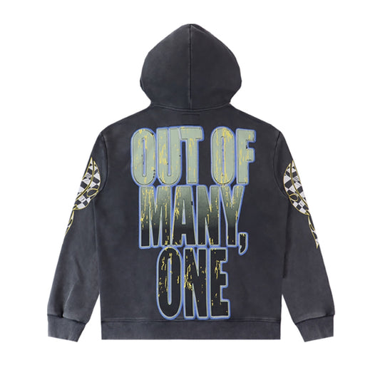 Black & Red Street Vintage Washed Hoodie (Crafted Print) 5516