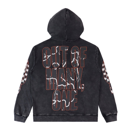 Black & Blue Street Vintage Washed Hoodie (Crafted Print) 5518