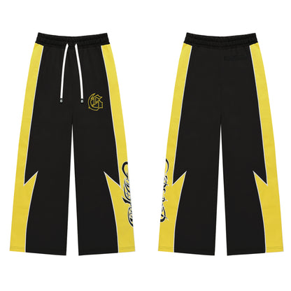 Color Block Lightning Stripe Gothic Print Tracksuit Set Zip-Up Jacket & Pants Streetwear Two-Piece Set 6071 8282