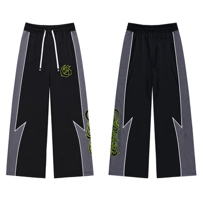 Color Block Lightning Stripe Gothic Print Tracksuit Set Zip-Up Jacket & Pants Streetwear Two-Piece Set 6071 8282