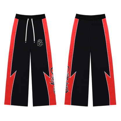 Color Block Lightning Stripe Gothic Print Tracksuit Set Zip-Up Jacket & Pants Streetwear Two-Piece Set 6071 8282