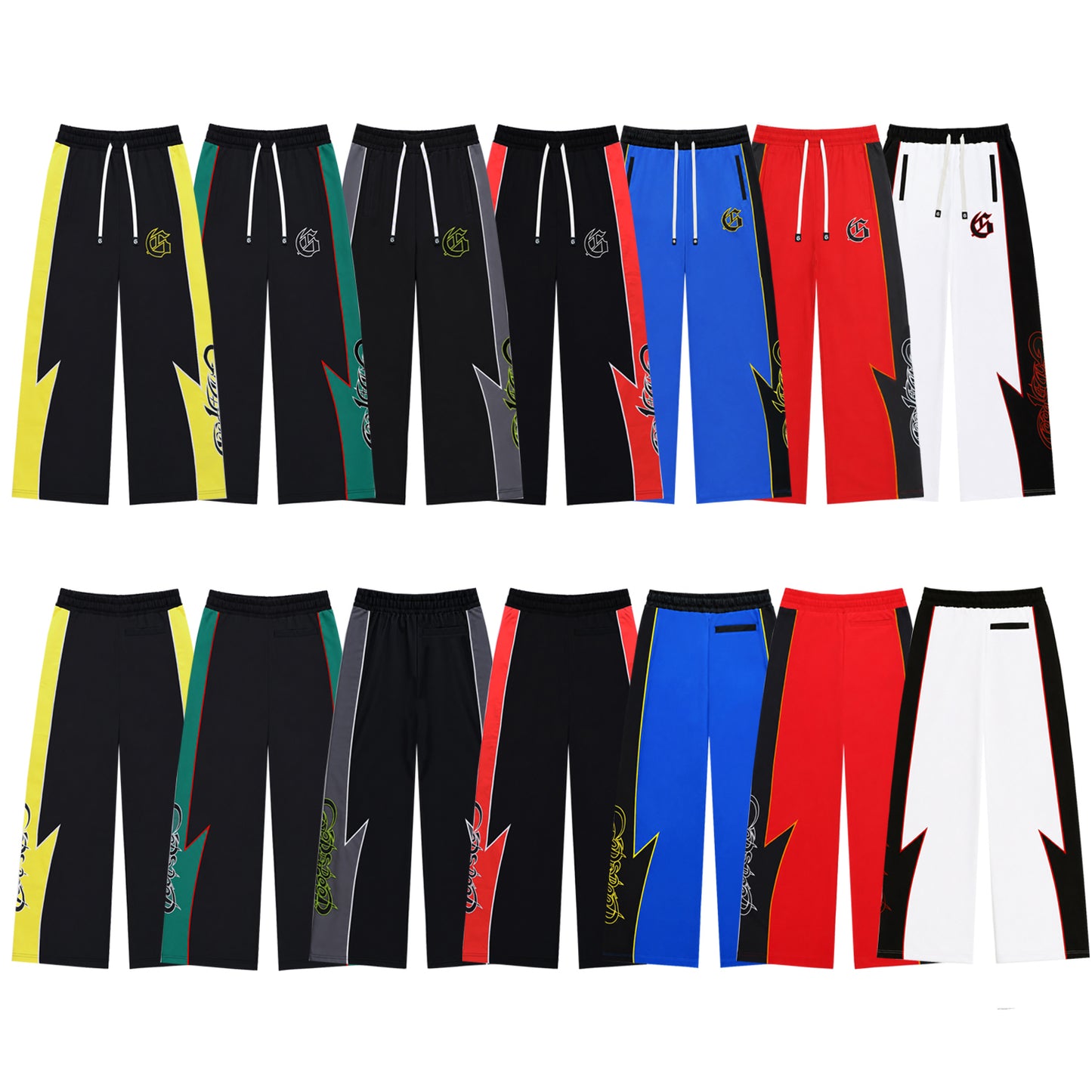 Color Block Lightning Stripe Gothic Print Tracksuit Set Zip-Up Jacket & Pants Streetwear Two-Piece Set 6071 8282