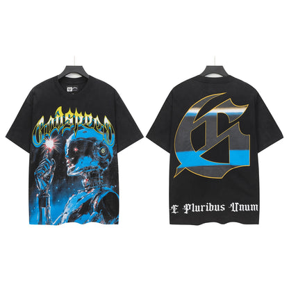 Men’s Black Rock Street Vintage Washed T-Shirt (Crafted Print) 6122