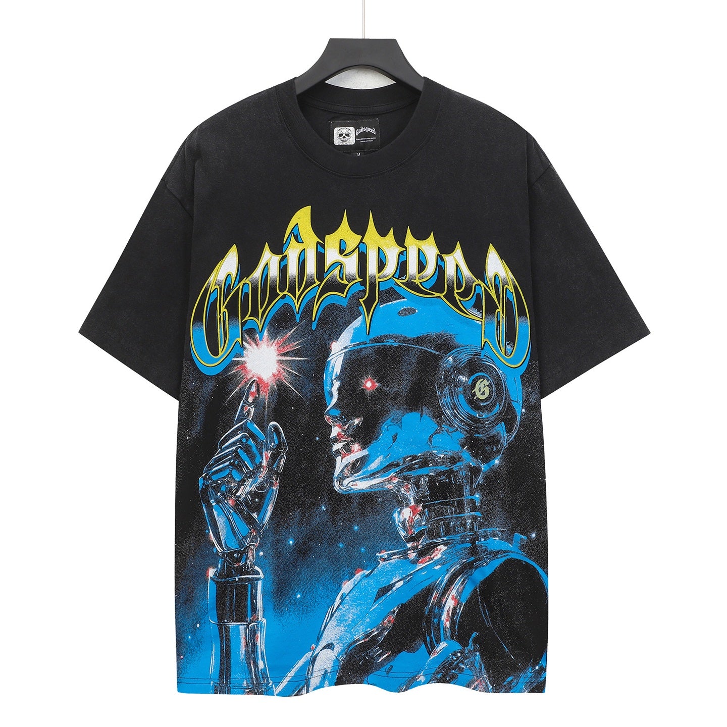 Men’s Black Rock Street Vintage Washed T-Shirt (Crafted Print) 6122