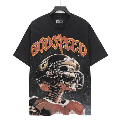 Men’s Black Rock Street Vintage Washed T-Shirt (Crafted Print) 6123