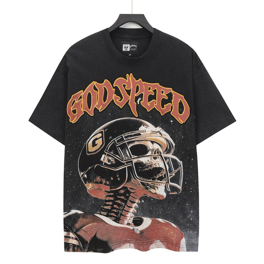 Men’s Black Rock Street Vintage Washed T-Shirt (Crafted Print) 6123