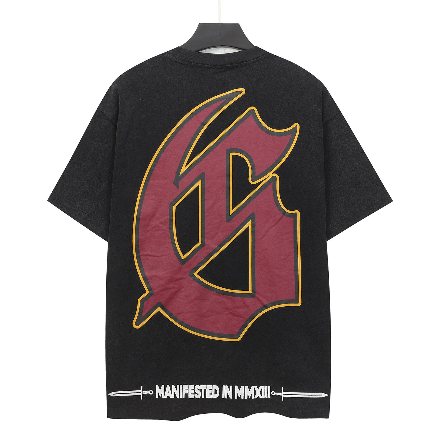 Men’s Black Rock Street Vintage Washed T-Shirt (Crafted Print) 6123