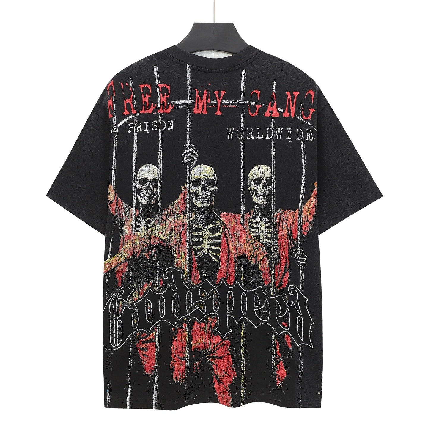 Men’s Black Rock Street Vintage Washed T-Shirt (Crafted Print) 6125