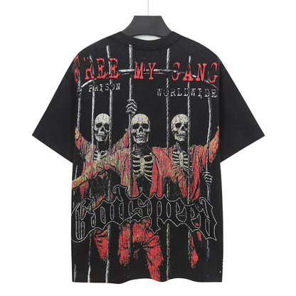 Men’s Black Rock Street Vintage Washed T-Shirt (Crafted Print) 6125