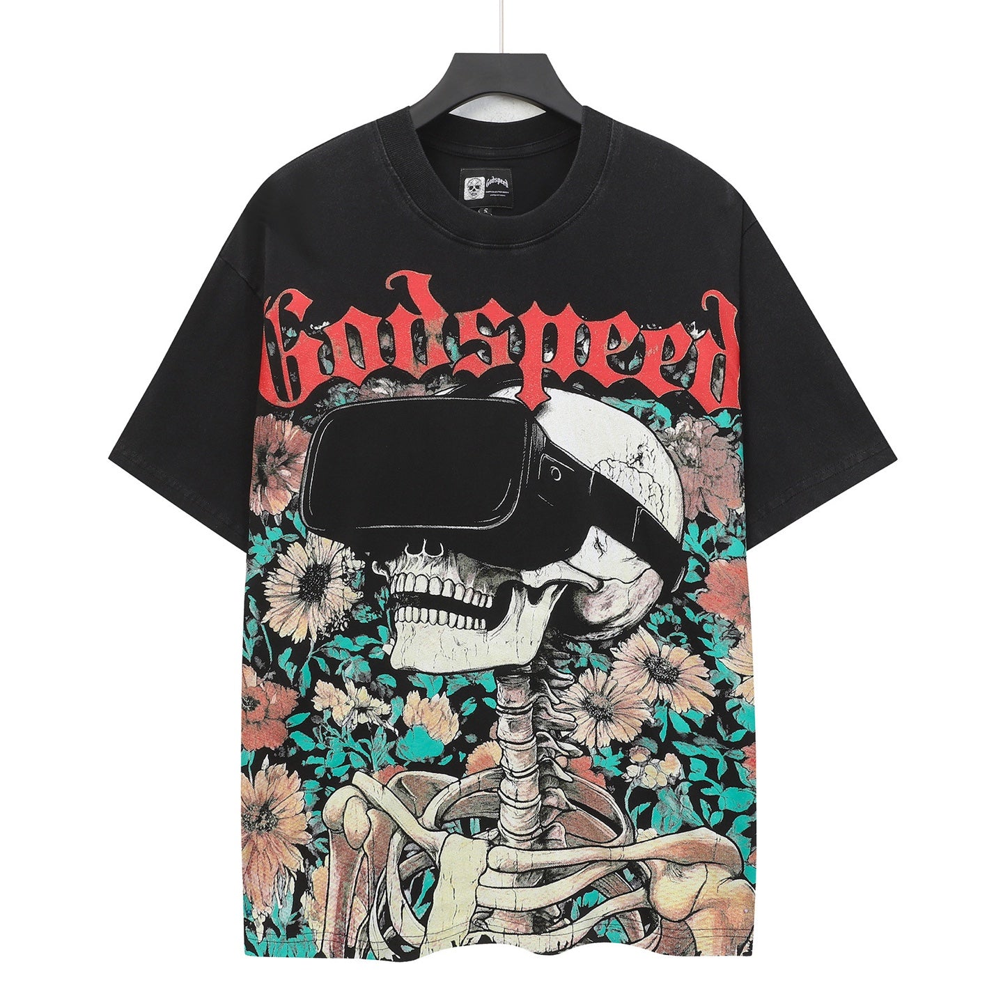 Men’s Black Rock Street Vintage Washed T-Shirt (Crafted Print) 6135