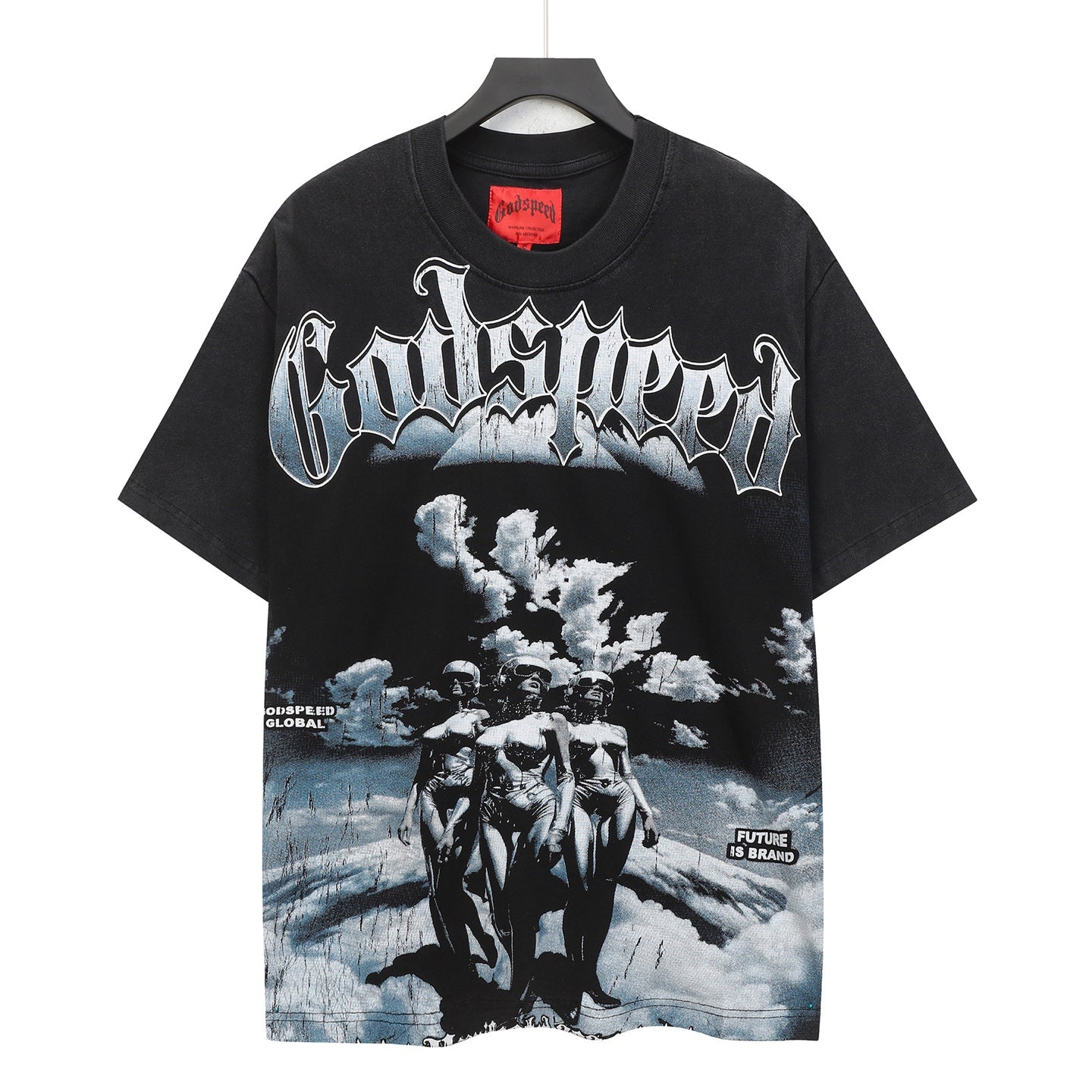 Men’s Black Rock Street Vintage Washed T-Shirt (Crafted Print) 6302