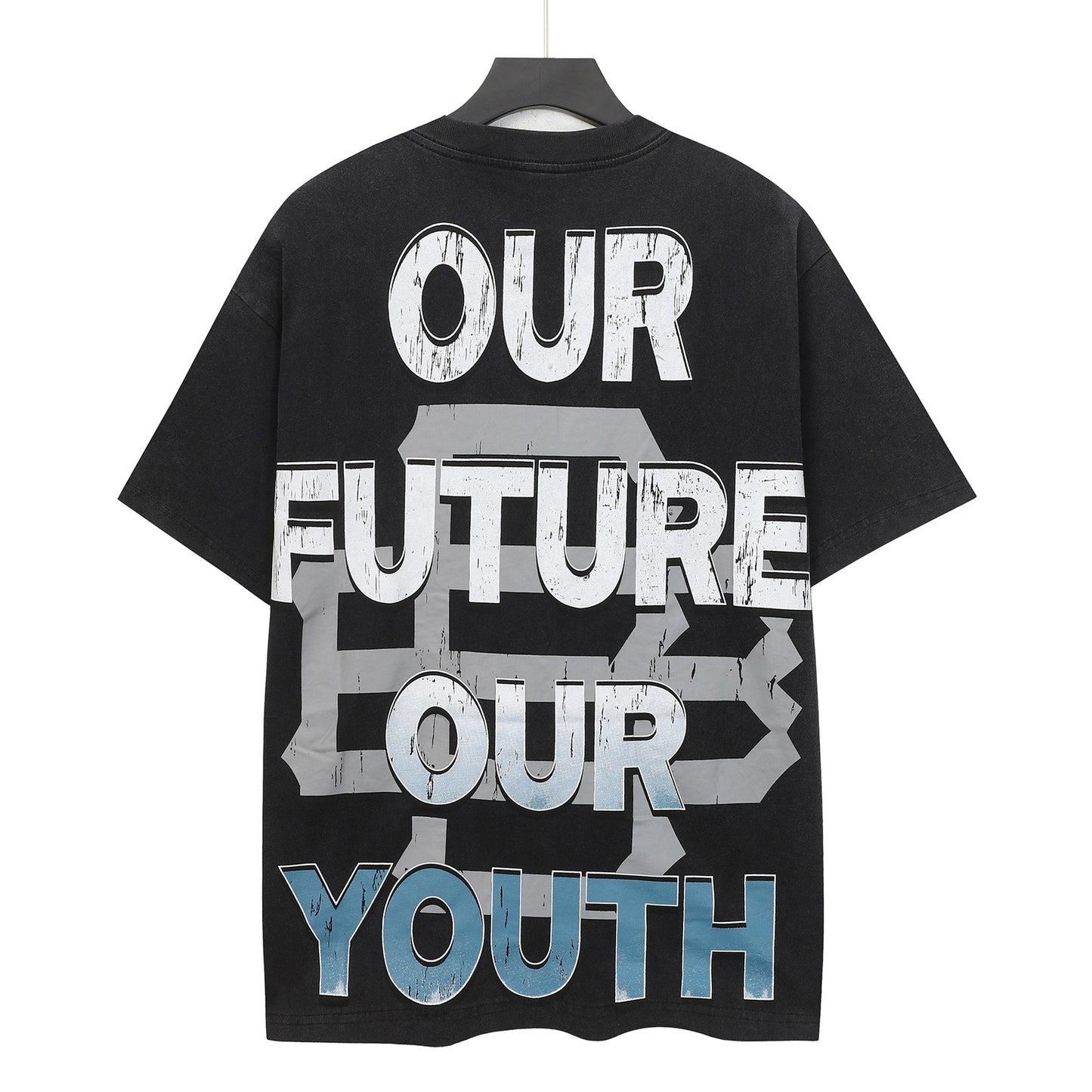 Men’s Black Rock Street Vintage Washed T-Shirt (Crafted Print) 6302