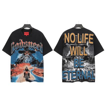 Men’s Black Rock Street Vintage Washed T-Shirt (Crafted Print) 6303