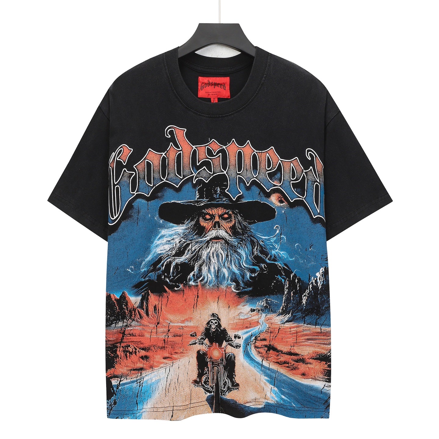 Men’s Black Rock Street Vintage Washed T-Shirt (Crafted Print) 6303