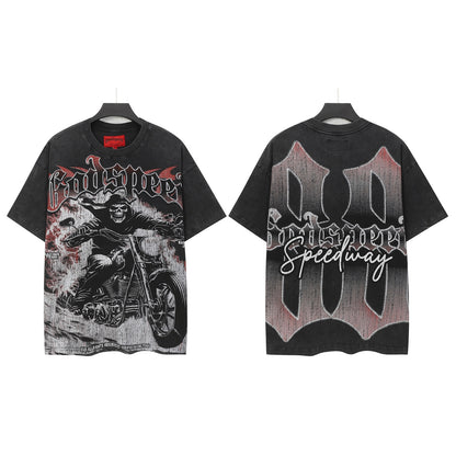 Men’s Black Rock Street Vintage Washed T-Shirt (Crafted Print) 6325