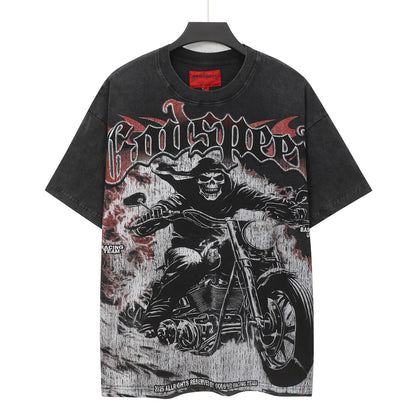 Men’s Black Rock Street Vintage Washed T-Shirt (Crafted Print) 6325