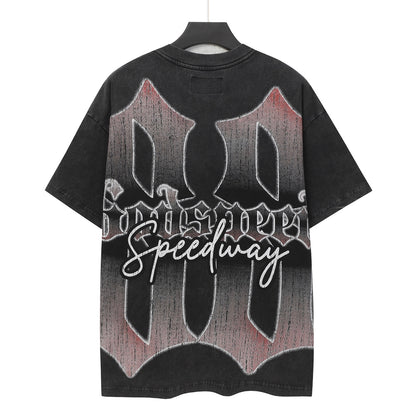 Men’s Black Rock Street Vintage Washed T-Shirt (Crafted Print) 6325