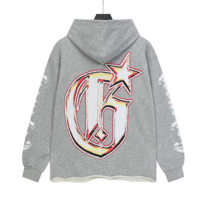 Black & Coffee & Grey Street Vintage Washed Hoodie (Crafted Print) 6853