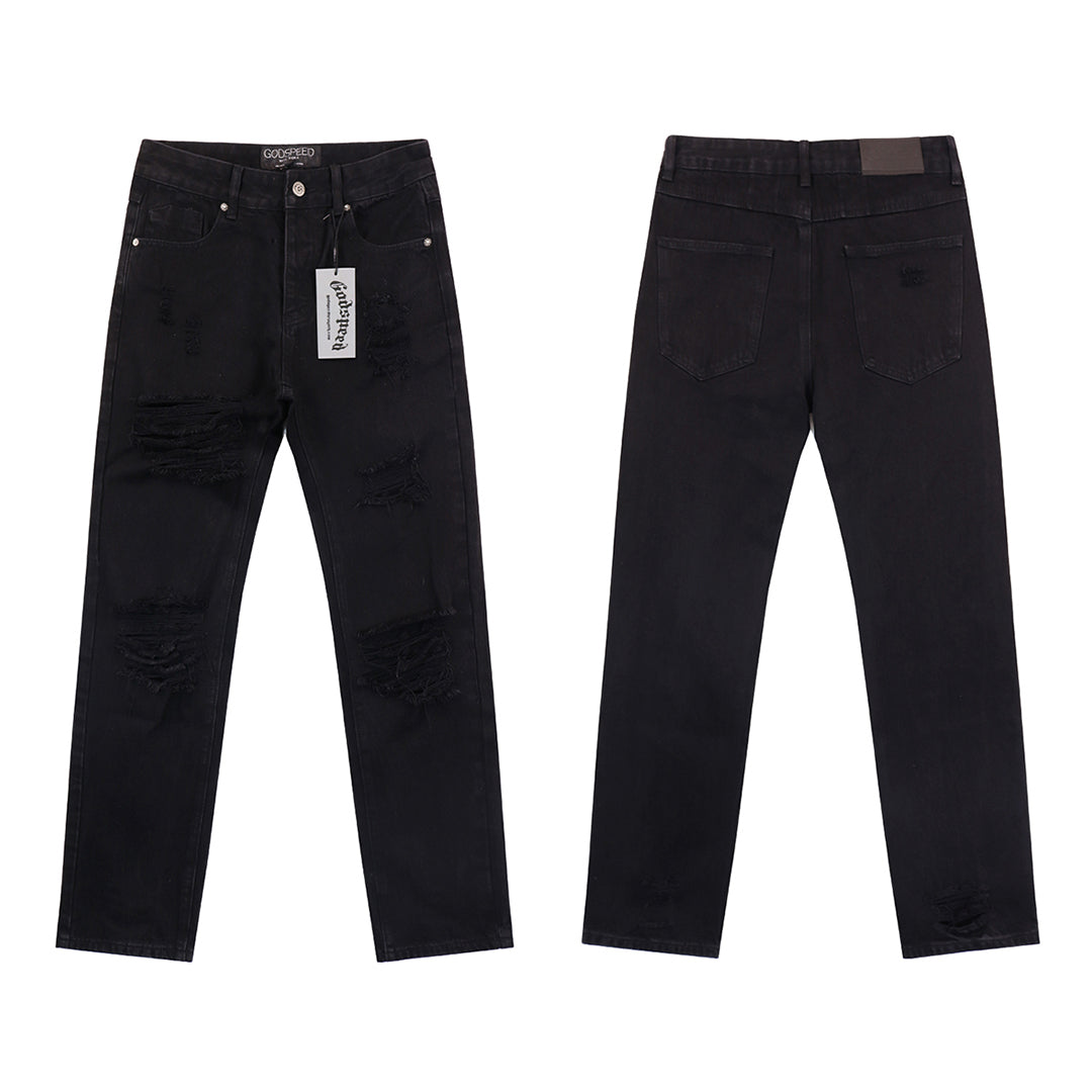 Blue & Grey & Black Loose Fit Denim Pants Streetwear Vintage Style Jeans 8209